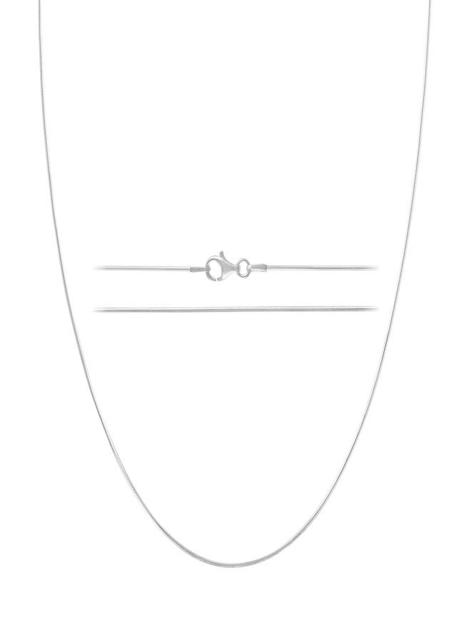 KISPER Silver 8 Sided Snake Chain Necklace -Thin, Dainty, 925 Sterling Silver Jewelry for Women & Men with Lobster Clasp - Made in Italy, 18” - Image 1